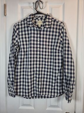 G.H. Bass & Co. Navy White Gingham Button Down Shirt Medium